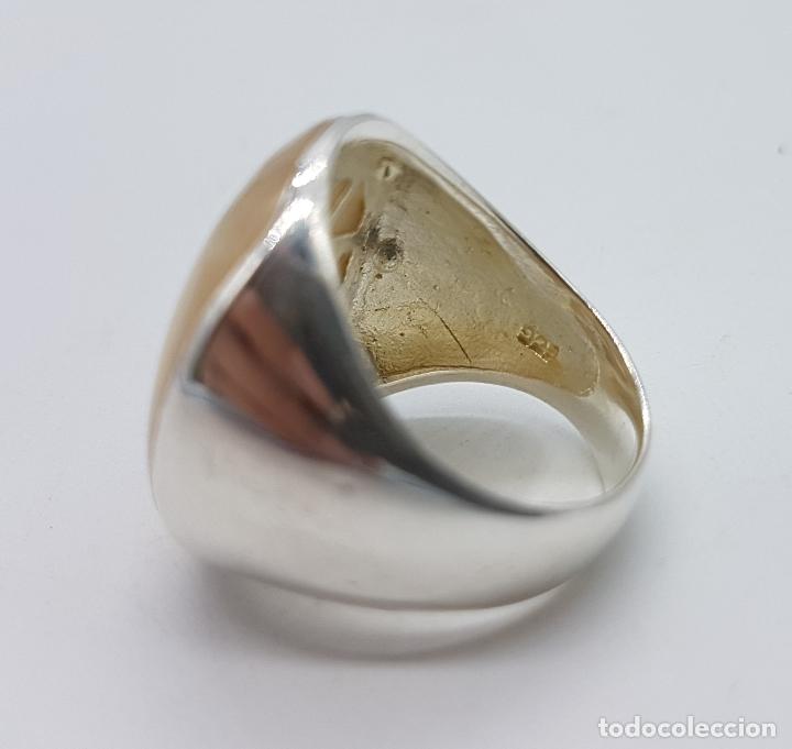 Joyeria: Gran anillo en plata de ley contrastada con cabuj&oacute;n de nacar . - Foto 5