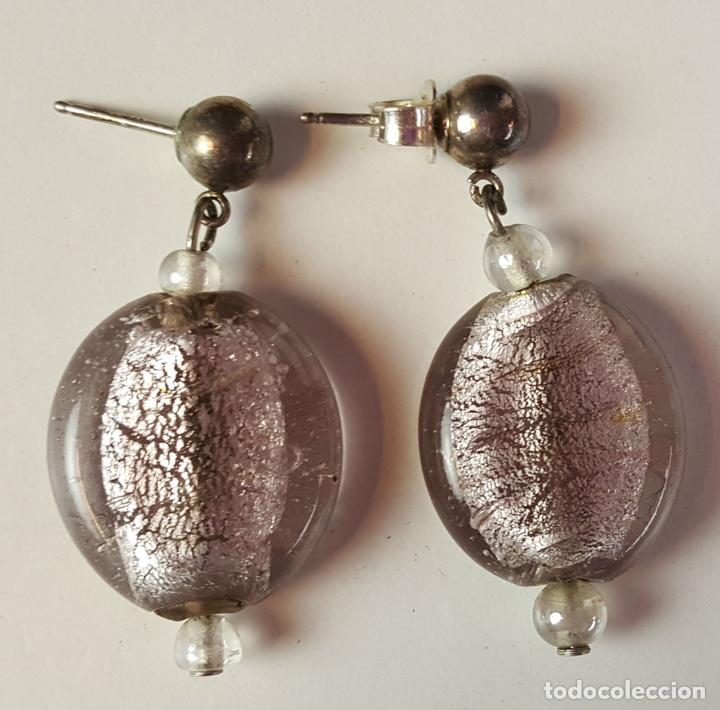 Joyeria: PAREJA DE PENDIENTES EN CRISTAL. Y PLATA. CIRCA 1970. - Foto 1