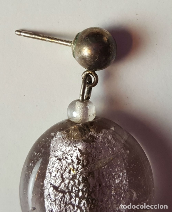 Joyeria: PAREJA DE PENDIENTES EN CRISTAL. Y PLATA. CIRCA 1970. - Foto 2
