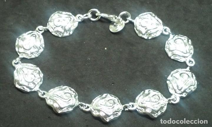 Joyeria: CONJUNTO PULSERA ANILLO Y PENDIENTES FLOR EN PLATA - Foto 2