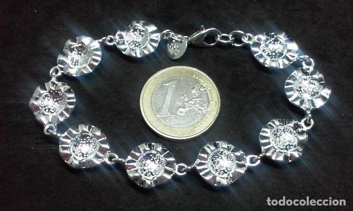 Joyeria: CONJUNTO PULSERA ANILLO Y PENDIENTES FLOR EN PLATA - Foto 3
