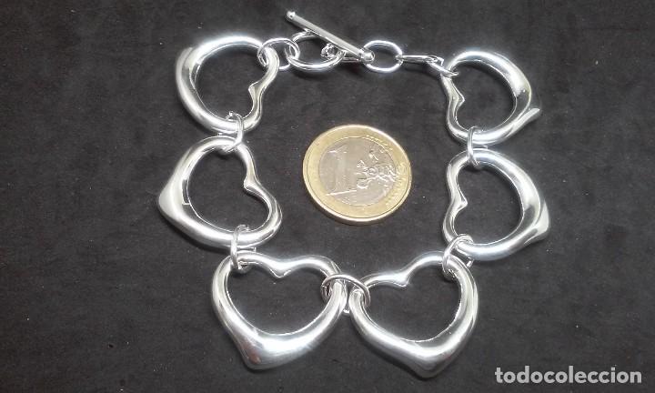 Joyeria: CONJUNTO COLGANTE PULSERA Y PENDIENTES CORAZON EN PLATA - Foto 4