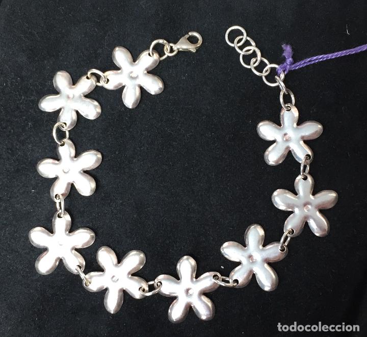 Joyeria: PULSERA PLATA DE LEY FLORES 19 CM NUEVA SIN USAR - Foto 2