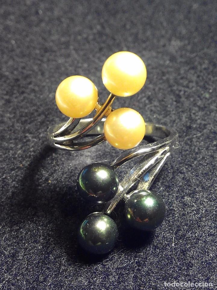 Joyeria: ANILLO PLATA CON PERLAS A DOS COLORES. B13 - Foto 1