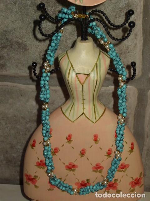 Joyeria: COLLAR HILOS TURQUESA Y PERLAS.VINTAGE. - Foto 3