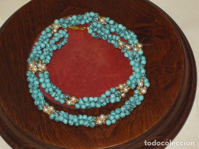 Joyeria: COLLAR HILOS TURQUESA Y PERLAS.VINTAGE. - Foto 5