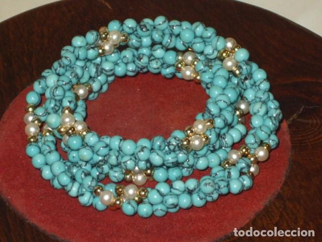 Joyeria: COLLAR HILOS TURQUESA Y PERLAS.VINTAGE. - Foto 7