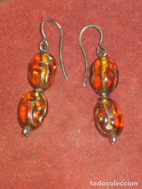 Joyeria: PENDIENTES DE AMBAR Y PLATA 925.VINTAGE. - Foto 1