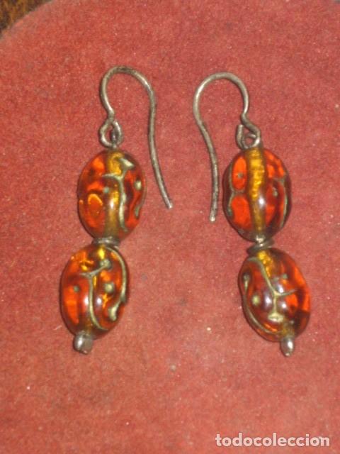 Joyeria: PENDIENTES DE AMBAR Y PLATA 925.VINTAGE. - Foto 3