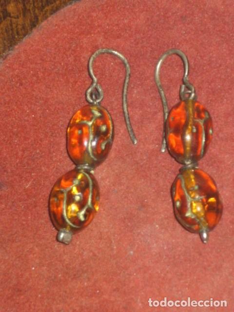 Joyeria: PENDIENTES DE AMBAR Y PLATA 925.VINTAGE. - Foto 4