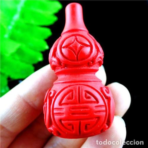 Joyeria: COLGANTE DE CINNABAR ROJO TALLADO - NUEVO - Foto 1