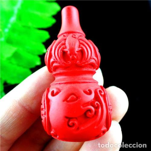 Joyeria: COLGANTE DE CINNABAR ROJO TALLADO - NUEVO - Foto 2