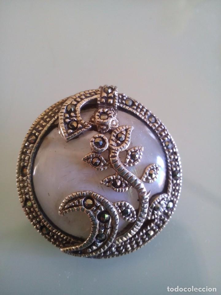 Joyeria: Bonito broche de plata, n&aacute;car y marcasitas - Foto 1