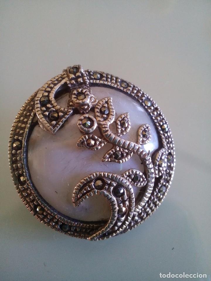 Joyeria: Bonito broche de plata, n&aacute;car y marcasitas - Foto 3