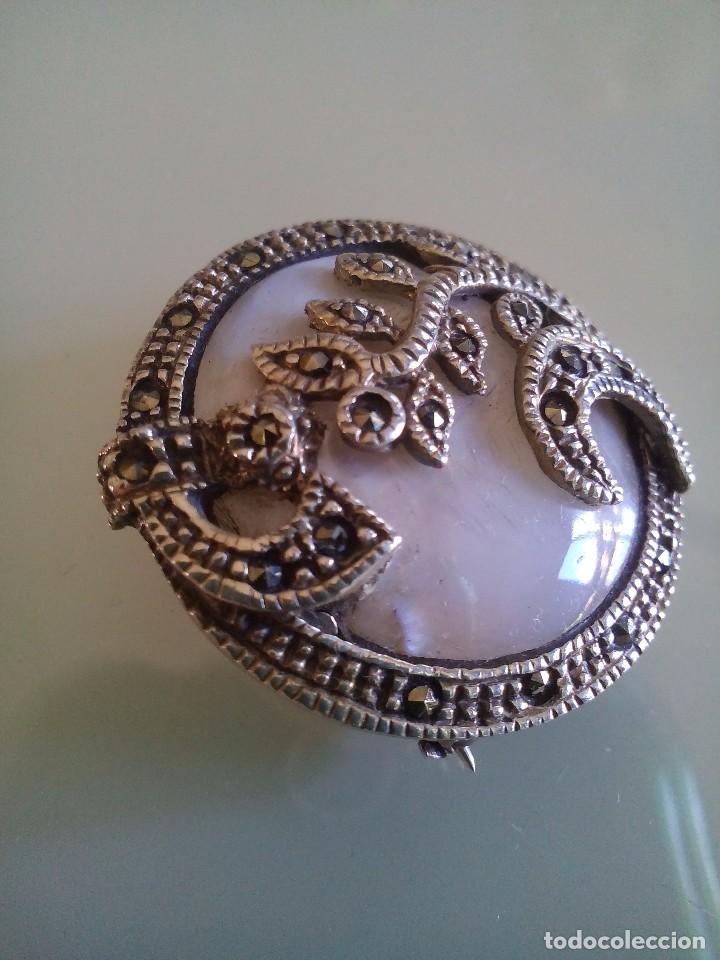 Joyeria: Bonito broche de plata, n&aacute;car y marcasitas - Foto 4