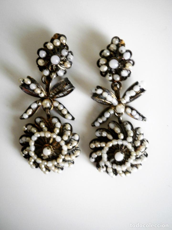 Joyeria: Pendientes antiguos con perlitas. - Foto 5