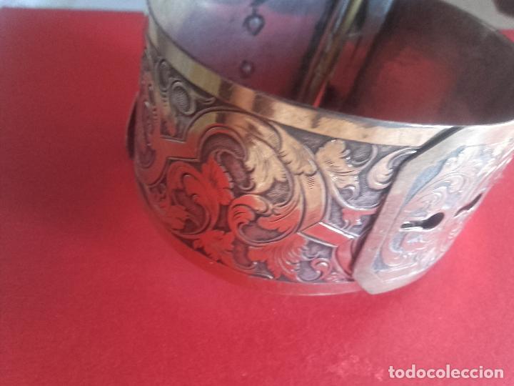 Joyeria: pulsera brazalete plata cincelada del XIX - Foto 6