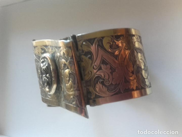Joyeria: pulsera brazalete plata cincelada del XIX - Foto 8