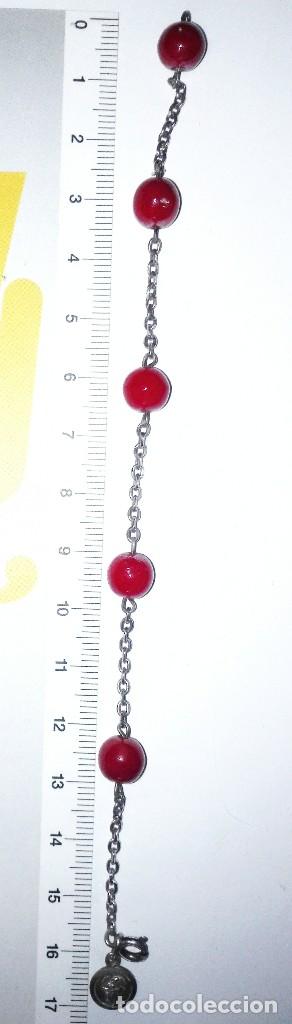 Joyeria: PULSERA PLATA DE LEY Y BOLAS ROJAS - Foto 2