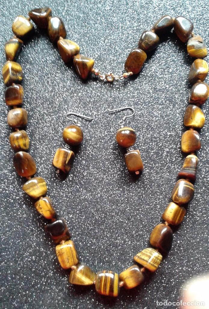 Joyeria: COLLAR GARGANTILLA Y PENDIENTES DE OJO DE TIGRE - Foto 2
