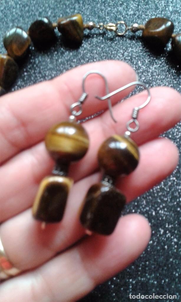 Joyeria: COLLAR GARGANTILLA Y PENDIENTES DE OJO DE TIGRE - Foto 3