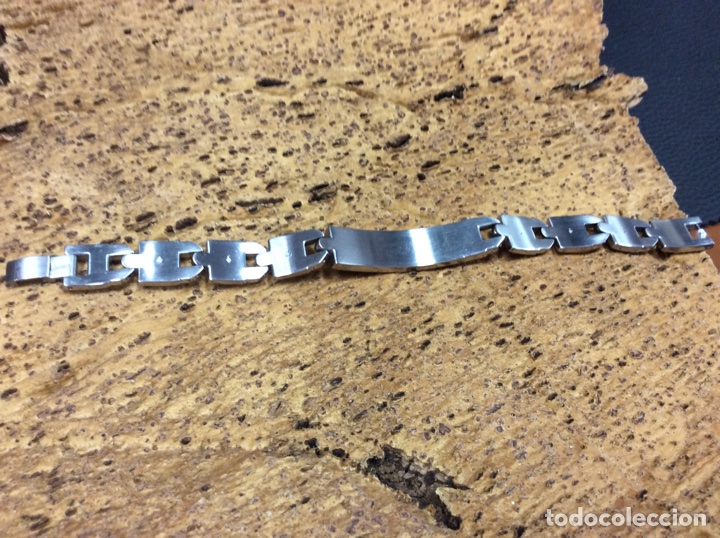 Joyeria: Pulsera acero con chapa central rectangular rasas negras - Foto 4