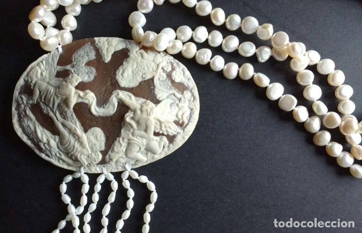 Joyeria: Collar de perla con camafeo de resina. - Foto 3