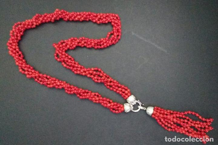Joyeria: Collar de coral con cierre 2 panteras plata. - Foto 1