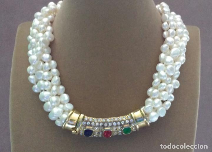 Joyeria: Collar varias tiras de perla cierre de bisuter&igrave;a. - Foto 2