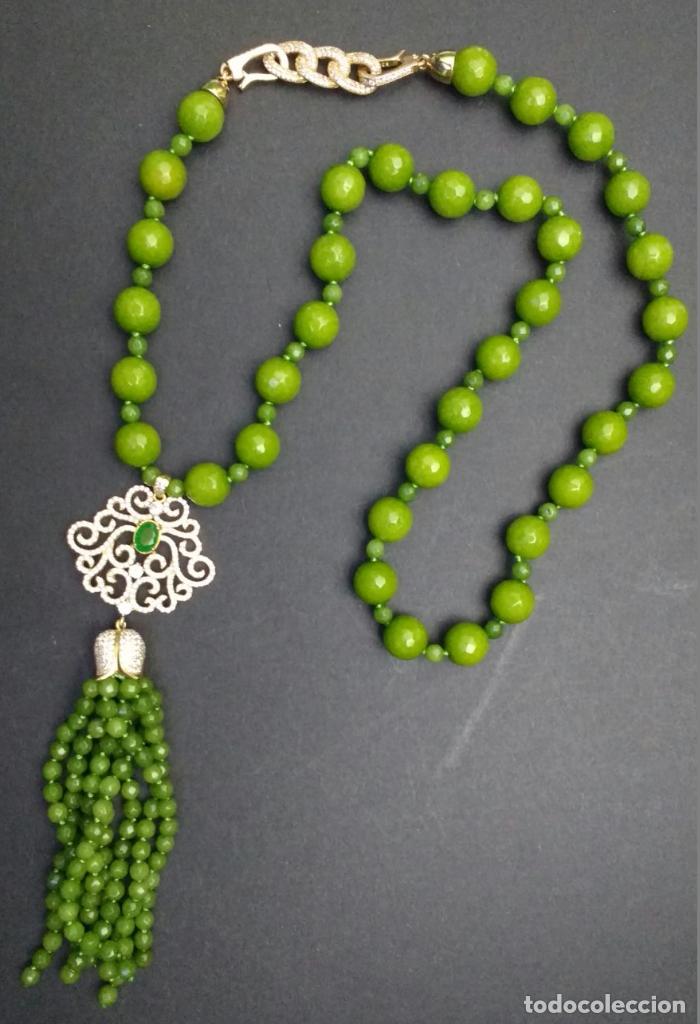 Joyeria: Collar de jade verde con piezas de plata 925. - Foto 1