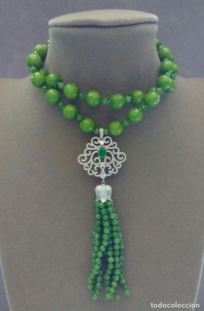 Joyeria: Collar de jade verde con piezas de plata 925. - Foto 2