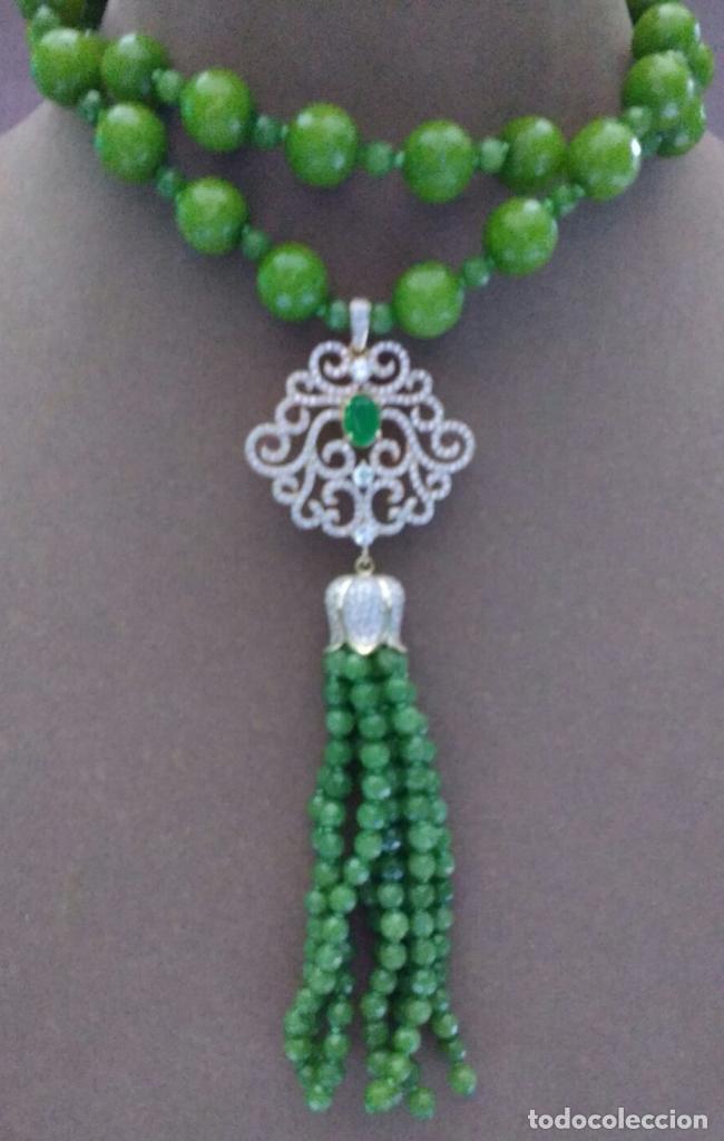 Joyeria: Collar de jade verde con piezas de plata 925. - Foto 3