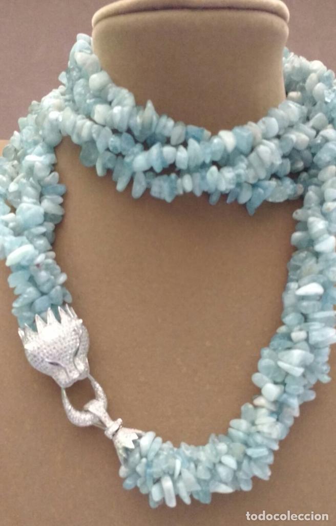 Joyeria: Collar largo chips de aguamarina AAA. - Foto 1