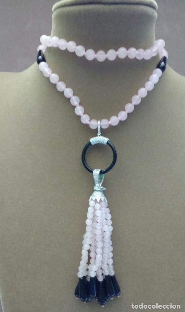 Joyeria: Collar de cuarzo rosa y &oacute;nix. - Foto 2