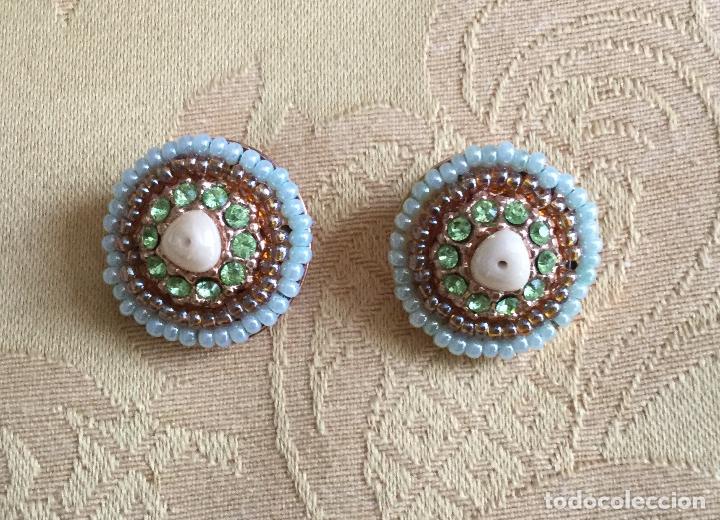 Joyeria: PENDIENTES VINTAGE DE ABALORIOS DE CRISTAL A&Ntilde;OS 70