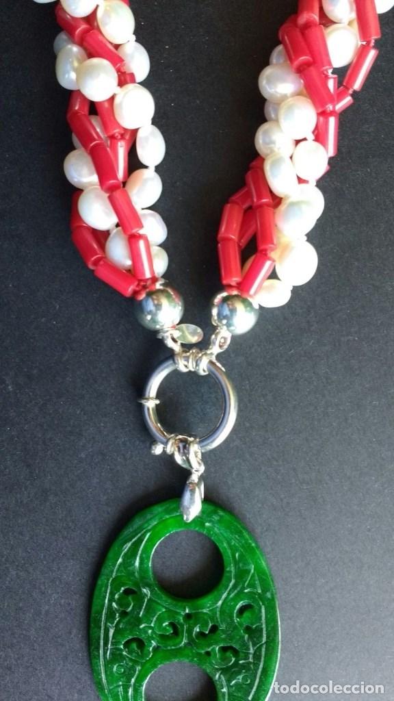 Joyeria: Collar perla, coral y jade. - Foto 3