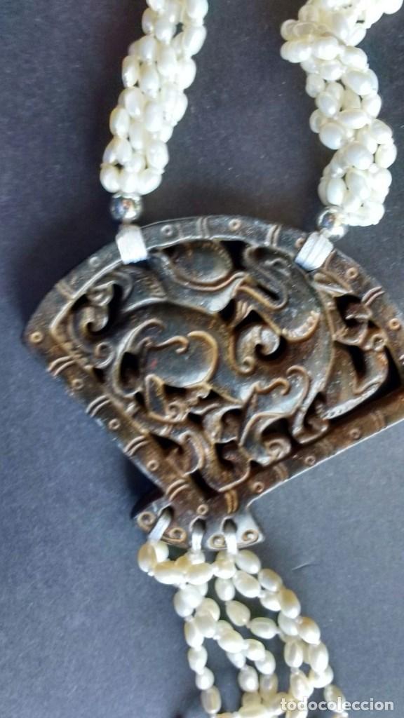 Joyeria: Collar perla de arroz y medall&oacute;n de jade. - Foto 3