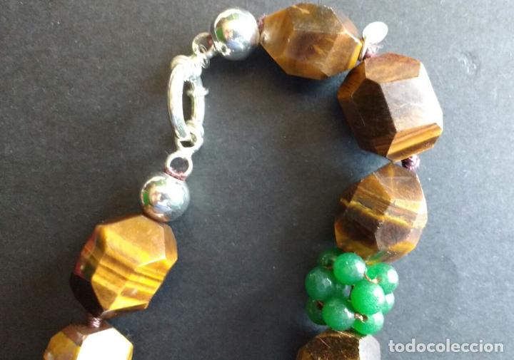 Joyeria: Collar de ojo de tigre y jadeita. - Foto 3