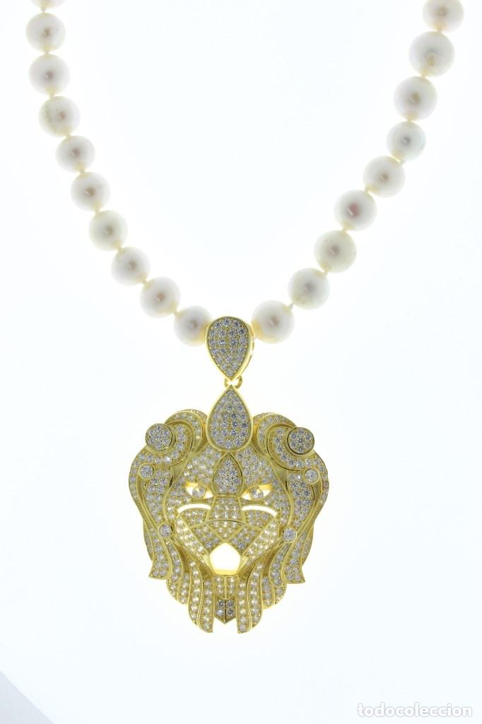 Joyeria: Collar perla con cabeza de le&oacute;n. - Foto 1