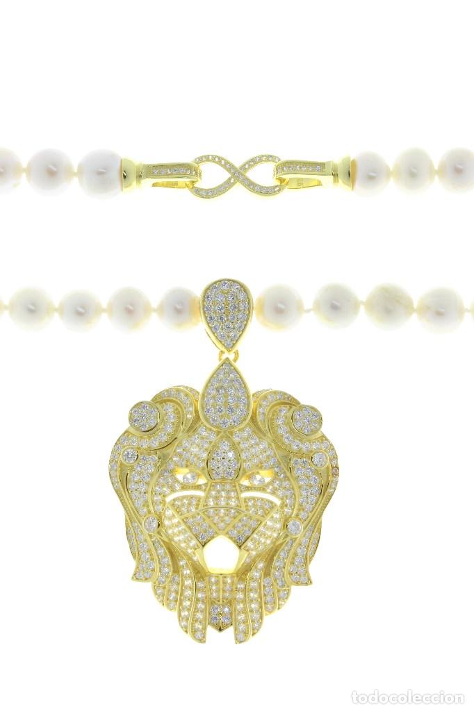 Joyeria: Collar perla con cabeza de le&oacute;n. - Foto 2
