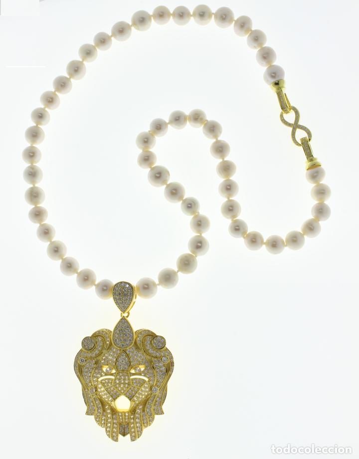 Joyeria: Collar perla con cabeza de le&oacute;n. - Foto 3