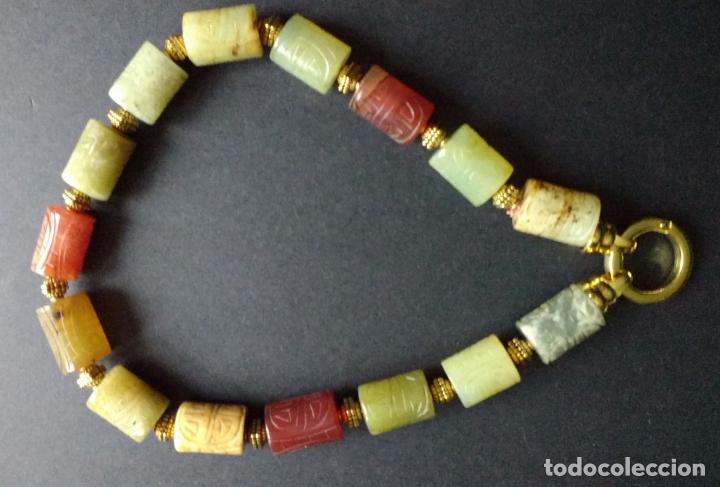 Joyeria: Collar barriles de &aacute;gata labrados. - Foto 1