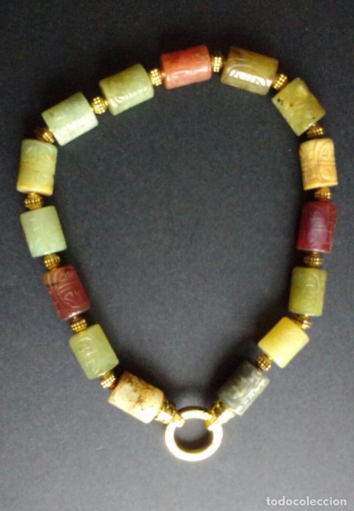 Joyeria: Collar barriles de &aacute;gata labrados. - Foto 2
