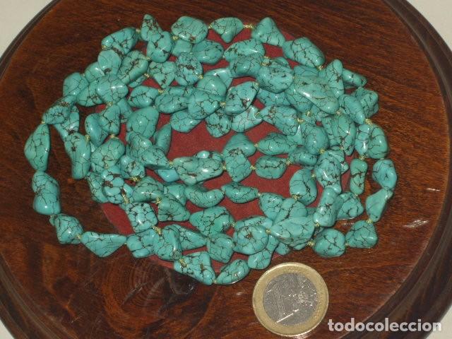 Joyeria: COLLAR LARGO DE TURQUESAS ANUDADO.VINTAGE. - Foto 1