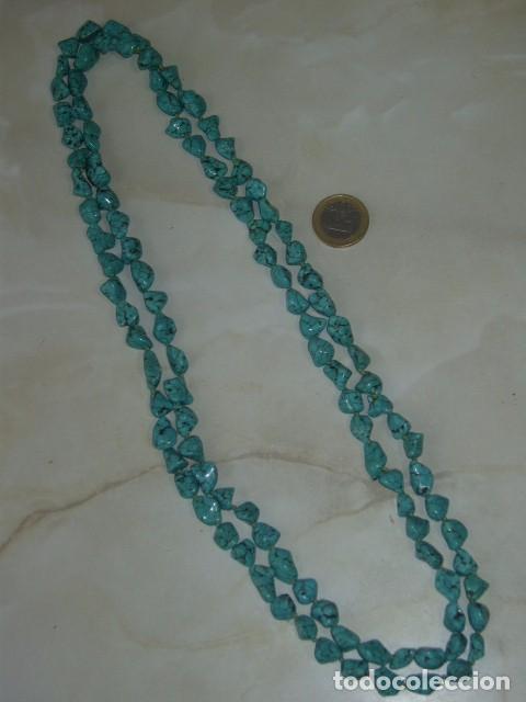 Joyeria: COLLAR LARGO DE TURQUESAS ANUDADO.VINTAGE. - Foto 2