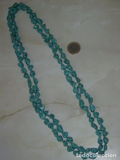 Joyeria: COLLAR LARGO DE TURQUESAS ANUDADO.VINTAGE. - Foto 3