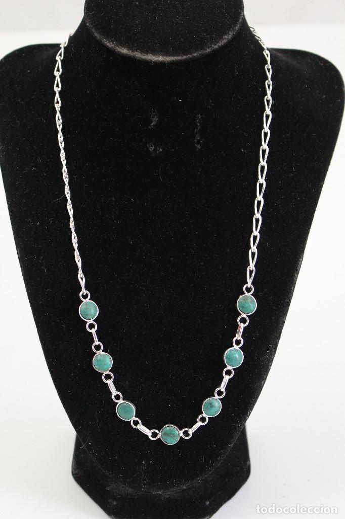 Joyeria: collar en plata de ley con piedra verde - Foto 1