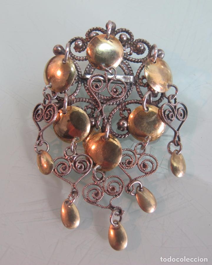 Joyeria: ANTIGUO BROCHE DE PLATA Y PLATA DORADA - Foto 1