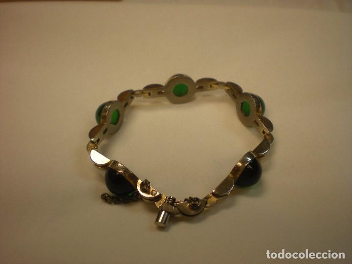Joyeria: Pulsera dorada y cuentas verdes d 6cm - Foto 1