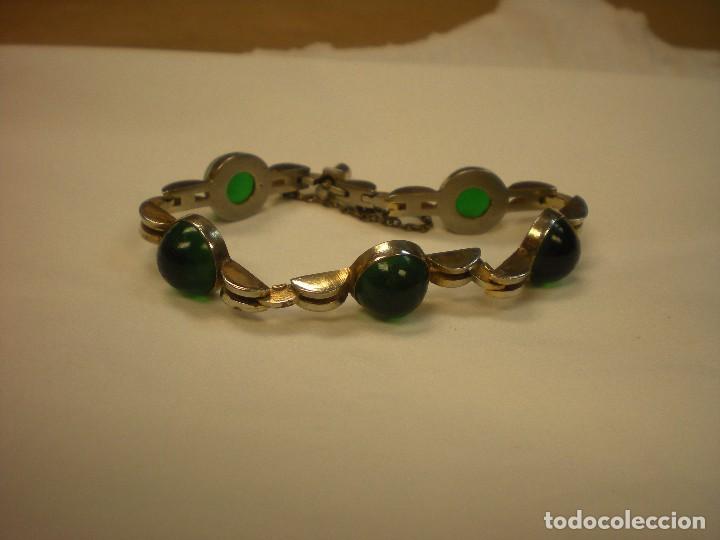 Joyeria: Pulsera dorada y cuentas verdes d 6cm - Foto 2